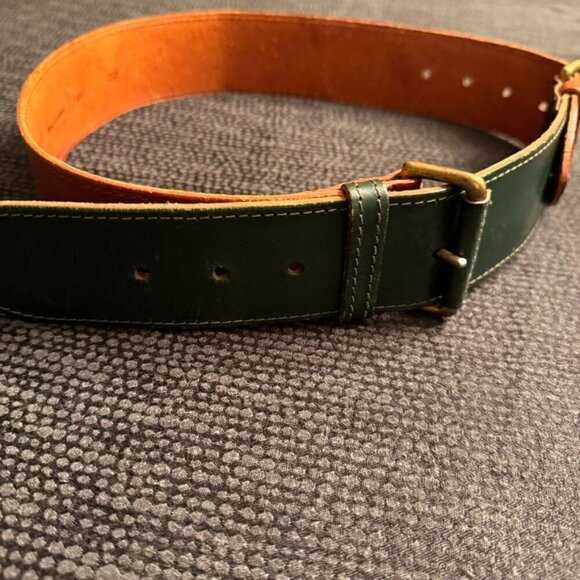 Osprey London Womens Genuine Leather Belt Forest Green Brown EUC Size 30 Small M